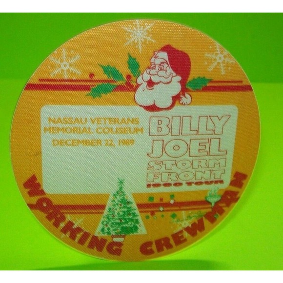Billy Joel Storm Front Tour Backstage Pass Santa Christmas Art Original 1990 - Picture 1 of 4